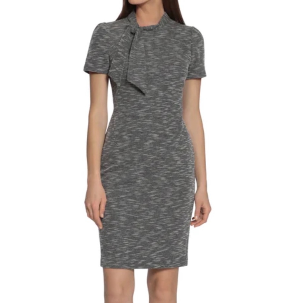 Maggie London Short Sleeve Tie Neck Midi (Tweed) size 8